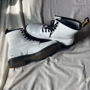 White Patent Docs with Black Laces